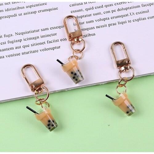 Fashion Milk Tea Drink Bottle Keychain Female Girl Cute Key Ring Jewelry Women Charm Bag Pendant Key Chains Accessory Gift