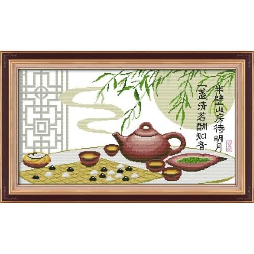 Fine tea with soul mates cross stitch kit print canvas stitching embroidery DIY handmade needlework