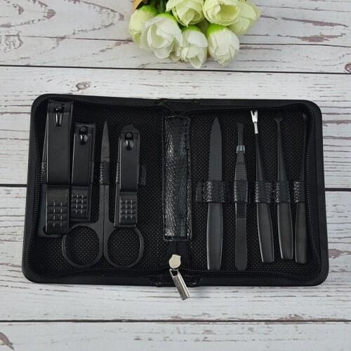 New 9 In 1 Nail Cutter Stainless Steel Trimmer Scissors Grooming Kit Art Cuticle Utility Tools Toenail Clipper Manicure Set