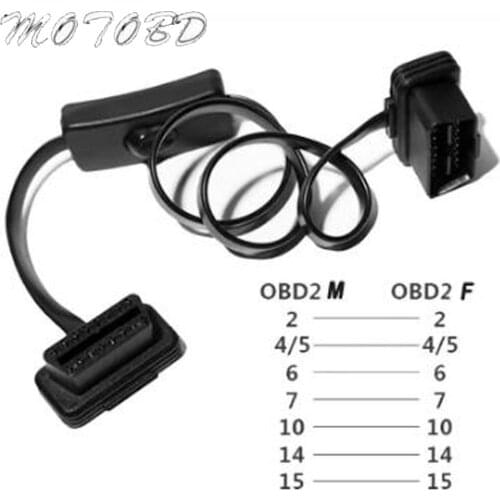 New OBD2 16Pin with Switch Extension Cable Ultra-thin Elbow Noodles Cable for ELM327 Car Diagnostic Connector OBD Cord
