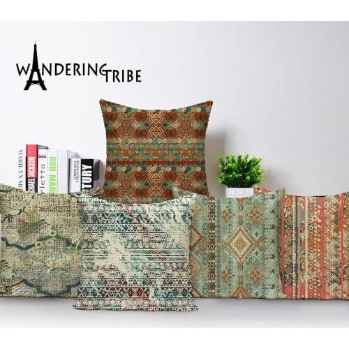 New Morocco Abstract Pattern Style Decorative Linen Cushion Cover Retro Stripe for Sofa Chair Pillowcase Home Decor Almofadas