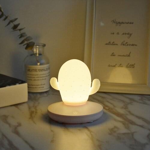 New Fancy Cactus Silicone Soft Cartoon Baby Nursery Night Light USB Charge LED Lovely Indoor Decoration LED Touch Night Light