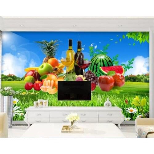 Beibehang Vinyl wallpapel de parede 3d Beautiful outdoor scenery fruit kitchen wallpaper background wall wallpaper for walls 3 d