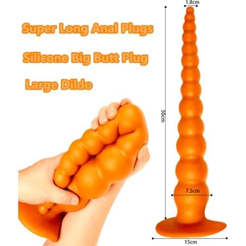 Super Long Anal Plugs Soft Silicone Big Butt Plug Anal Beads Large Dildo G spot Masturbation Vaginal Anal Dilator Gay Sex Toys