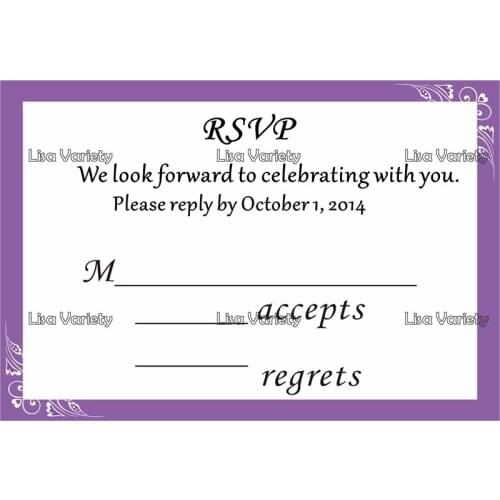 Personalized RSVP Card with Free Envelope for Wedding / Party,50 pcs/lot,R3