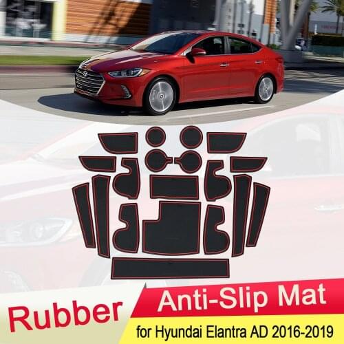 For Hyundai Elantra AD 2016 2017 2018 2019 Rubber Anti-slip Mat Door Groove Cup pad Gate slot Coaster Interior Car Accessories