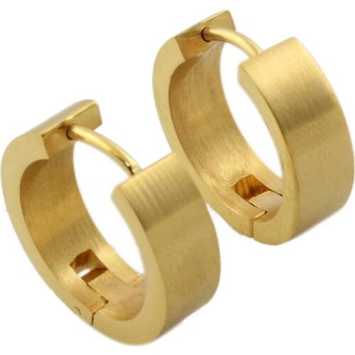 2016 New Classic Style 2 Part Gold Round Earring Simple Fashion Titanium Jewelry Drop Earrings For Men Women Eardrop Gift