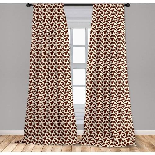 Cow Print Curtain for Kids Room Cattle Skin with Brown Spots Agriculture Cow and Oxen Hide Camouflage Lightweight Window Drapes