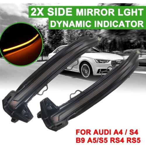 For Audi A4/S4 B9/8W A5/S5 B9/8F 1 Pair Led Car Daytime Fog Day Running Lights Rearview Mirror Dynamic Strobe Strip Turn Lamp