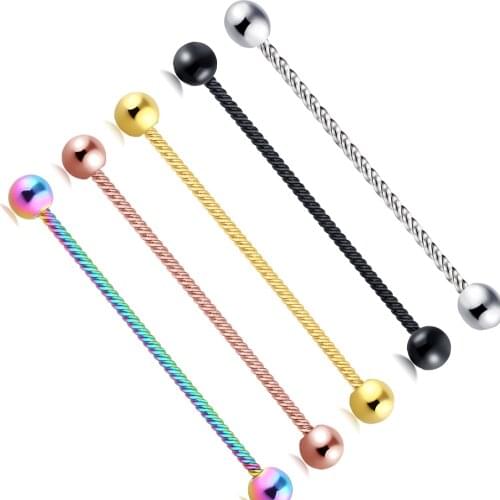 TIANCIFBYJS 14 Gauge Stainless Steel Industrial Piercing Barbell Body Jewelry Screw Cartilage Helix Tragus Earring 100/200pcs