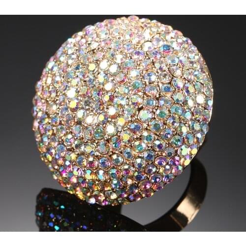 Exaggerated Full Rhinestone Adjustable Rings for Women Men Finger Ring Jewelry