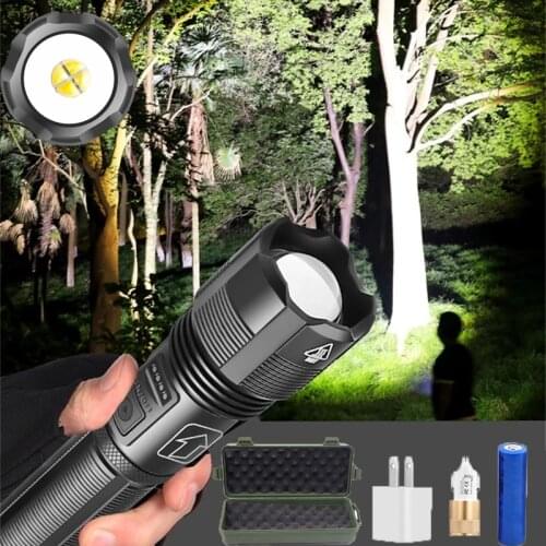 High Quality XHP70.2 4-Core Tactical Led Flashlight Hunting Led Torch with Battery Display Zoomable 5 Modes for Adventure Hiking