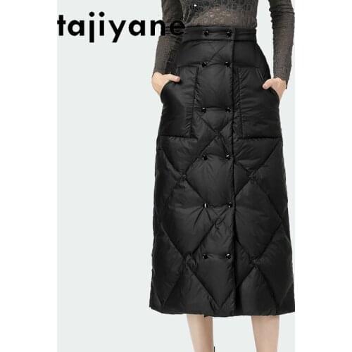 Skirts Long Winter Women Fashion 2021 White Duck Down Skirt Woman Straight Bottoms Korean Style Skirt Ropa Mujer TN1467