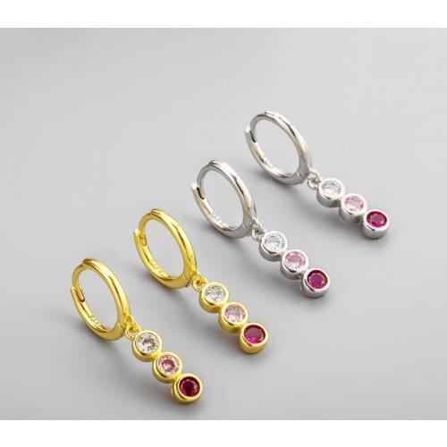 925 Sterling Silver Zircon Bead Charms Stud Earrings For Women Girls Wedding Party Birthday Punk Jewelry eh1300