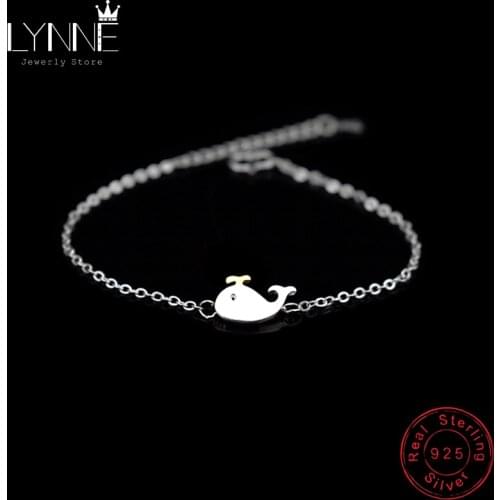 Hot Sale Fashion Simple Dolphin Pendant Bracelets 925 Sterling Silver Charm Whale Bracelet Hand Chain Women&Girl Jewelry Gift