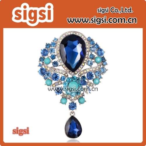 Womens Luxury Crown Waterdrop Crystal Rhinestone Brooch Pin Costume Accessory