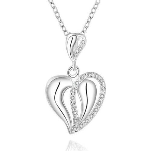 NEW Luxury Brand 925 Sterling Silver colorHeart Love Pendant Necklaces for Women With AAA Zircon Jewelry Gift For Lover