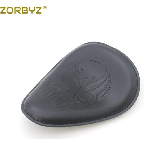ZORBYZ Motorcycle Black Skull Synthetic Leather Solo Drive Seat For Harley Honda Chopper Bobber Custom