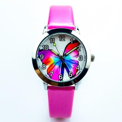 1PC New Fashion Brand Cute Butterfly Style Childrens Watches Kids Quartz Watch Student Girls Cute Colorful Butterfly Dial Watch