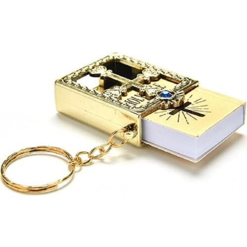 10pcs Gold Silver Mini Holy Bible Keychain Cross Keychain Real Bible as Gift for Baptism Holy Communion Guests Party Favors