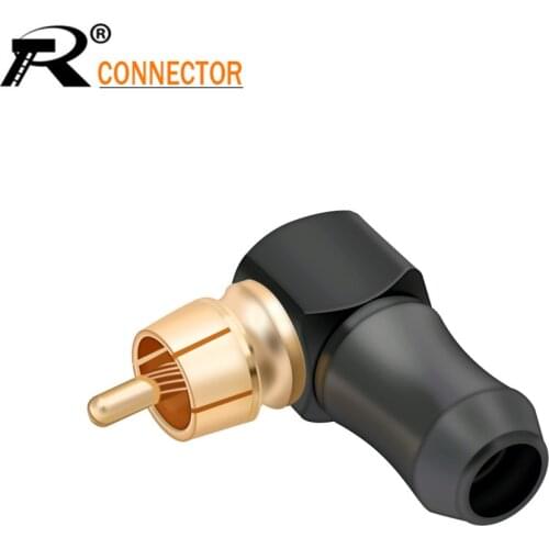 10PCS RCA Wire Conector Gold plated Right Angle RCA Male Plug Audio Video Connector Soldering