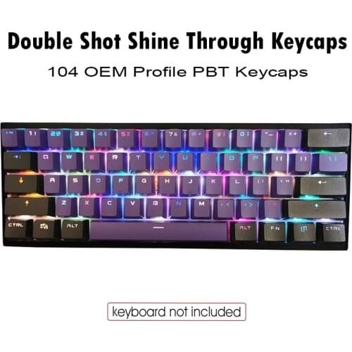 104 Backlight Double Shot Keycap Set PBT OEM Shine Through Keycaps For Cherry MX Key Caps Mechanical Keyboard Red Purple Keycaps