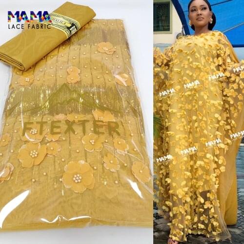 2.5+2.5 Yards African 3D Jacquard Net Lace With Bazin Riche Fabric 2021 High Quality Nigerian 100% Cotton Diamonds Embroidery