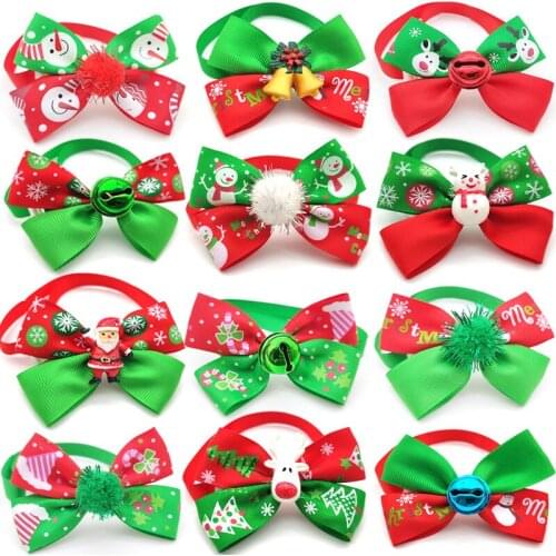 30/50 Pc Christmas Puppy Dog Bow Tie Necktie Adjustable Pet Grooming Dog Cat Accessories Bowties Necktie Pet Supplies Dog Collar