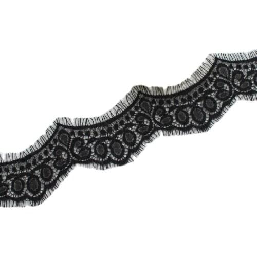 YACKALASI Soft Knitted Eyelash Lace Fabrics Shiny 100% Nylon Underwear Lace Black And White Trims (8.5CM*290CM)#666