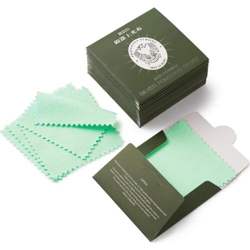 Pandahall 50pcs Square Polishing Silver Polishing Cloth for jewelry, Antitarnish, Tarnish Remover Jewelry Cleaning Cloth F95