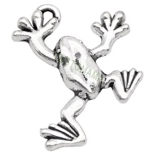 50pcs-Antique Silver Frog Charm Pendant 25x19mm
