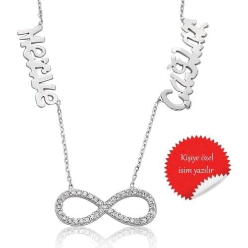 925 Sterling Silver Necklace with Infinity Design and Name Writtable