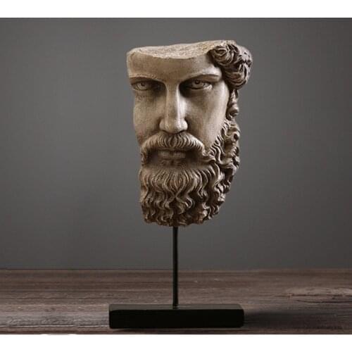 American rustic style retro sculpture of ancient Greece half face peple creative luxury resin handicrafts home decor best gifts