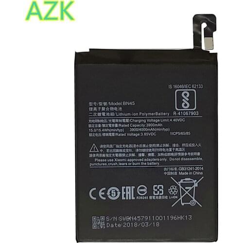 AZK 3.85V 3900/4000mAh BN45 battery for Xiaomi Redmi Note 5 mobile phone Battery