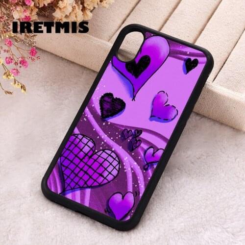 Iretmis 5 5S SE 2020 Phone Cover Case for iPhone 6 6S 7 8 Plus X Xs XR 11 12 Mini Pro Max Silicone TPU PURPLE HEARTS