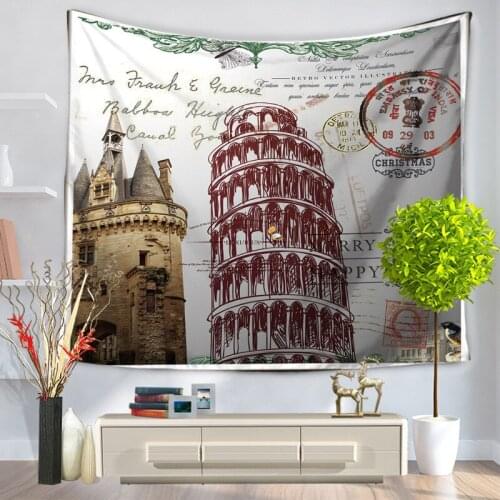 Home Decorative Wall Hanging Carpet Tapestry Rectangle Bedspread Big Ben Pias Tower Vintage Pattern GT1017