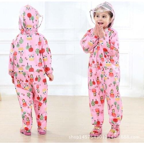 Kids Raincoat Children Jumpsuit Hooded Rain Cover EVA Rain Gear Baby Cloak Cute Animals Rain Suit Boys Girls Raincoats