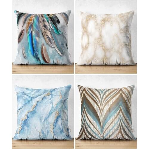 Double Sided Digital Printed Decorative 4'Lü Suede Cushion Pillow Decorate Case Set Quality Stylish Home Garden Room Kitchen Gift Useful Colorful