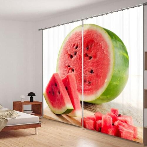 Customized watermelon Luxury 3D Blackout Window Curtain Drapes For Living room Bed room Hotel Wall Tapestry Cortinas