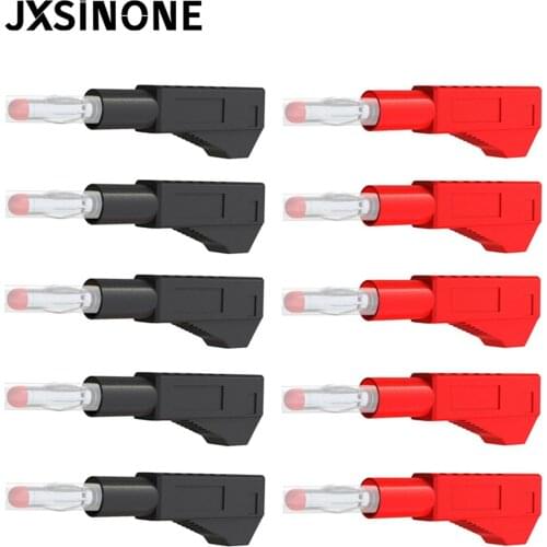 JXSINONE P10043 10PCS Retractable 4mm Safety Banana Plug Welding Type Built-in Stong Spring DIY Connector