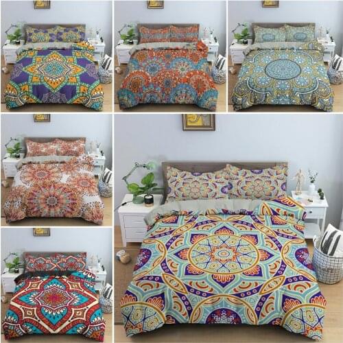 Mandala Vintage Style Bedding Set with Pillowcase Duvet Cover Set Queen/King/Queen Size Quilt Cover for Kids Bedroom