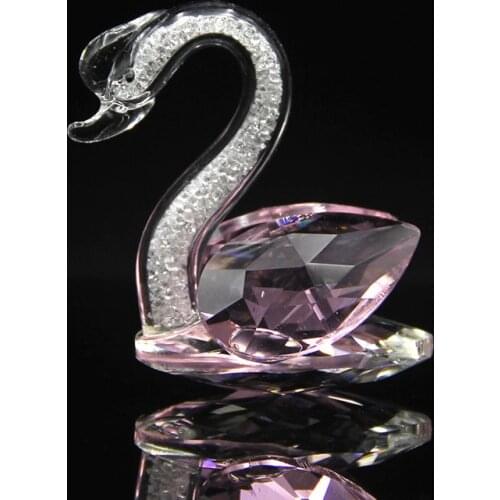 Crystal Swan Figurine Glass Ornaments Animal Paperweight Diamond Arts Collection Table Home Decoration Crafts Miniature Gifts