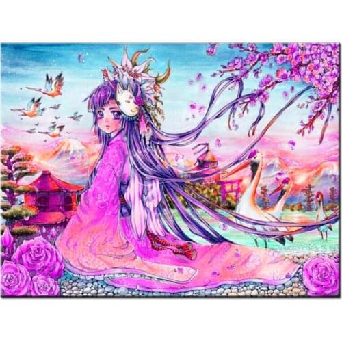 Diamond Embroidery Swan Anime Girl,5D,DiamondPainting,DIY,Elf Picture,Cross Stitch Flower Lake scenery,Crafts,Home Decor A980