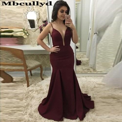 Mbcullyd Chic Burgundy Satin Prom Dresses For For Women 2020 Elegant Mermaid Long Evening Dress Party African Vestidos De Gala