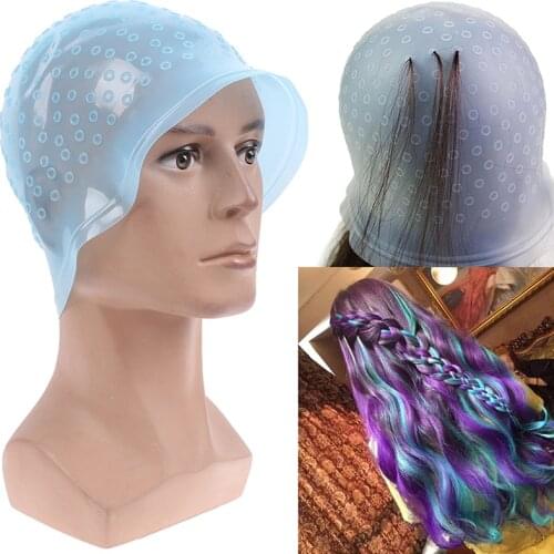 Reusable Silicon Highlights Hat Hair Colouring Highlighting Dye Cap Frosting Tipping Dyeing Color Tools hair Color Styling Tools