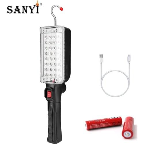 Powerful 34 LEDs Portable Lantern Magnetic Work Light USB Rechargeable 18650 Flashlight Torch Camping Light Auto Inspection Lamp