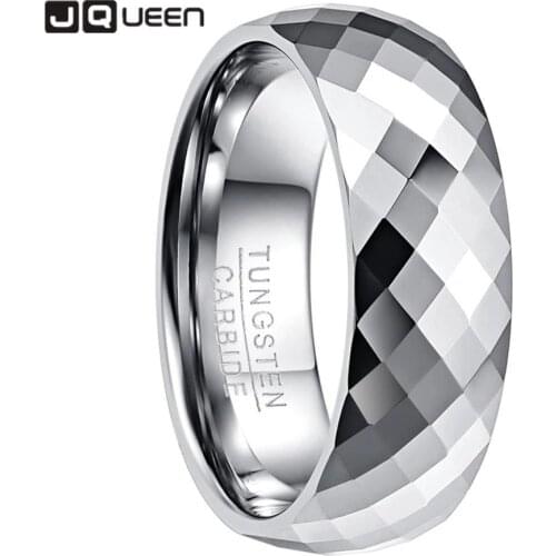AAA Quality Mens 7.5mm Tungsten Carbide Ring Wedding Band Multi-Faceted High Polished Domed Comfort Fit Size 7-12
