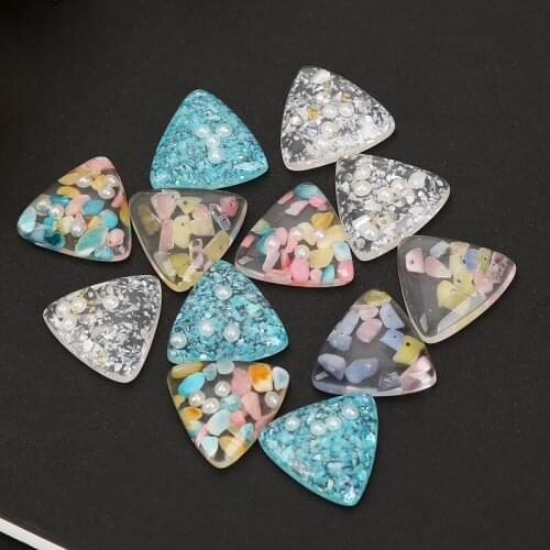 22mm 30pcs Diy Craft Hair Accessory Mixed Flat Back Resin triangle glitter Cabochon for diy decoration