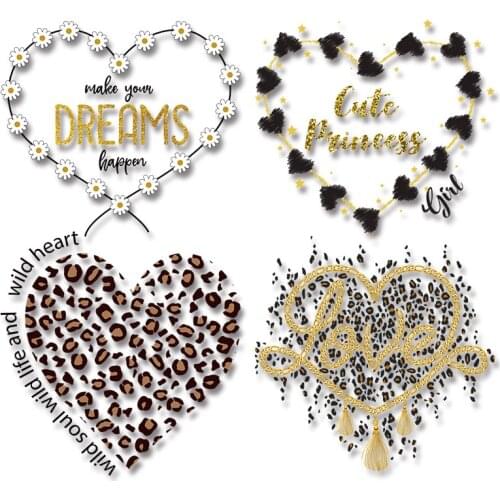 Love Heart Iron-on Transfers stickers t shirts DIY Appliques Ironing stickers Patches for clothing Heat Transfer printing