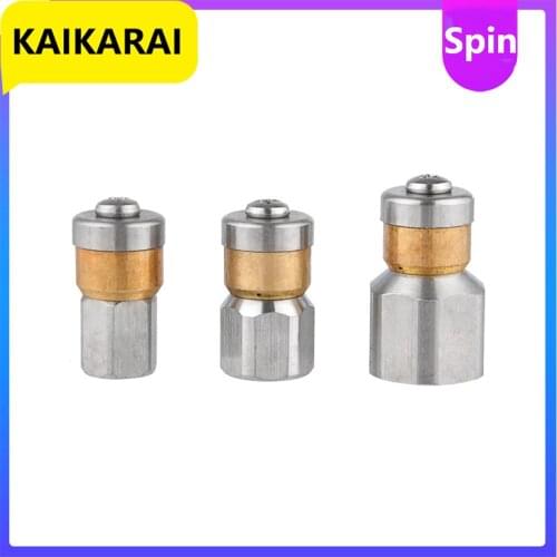 Stainless Steel Rotating Drain Blaster Cleaning Nozzle Sewer Jetter Nozzle 1/8"1/4" 3/8"BSP Female Thread for Pressure Washer